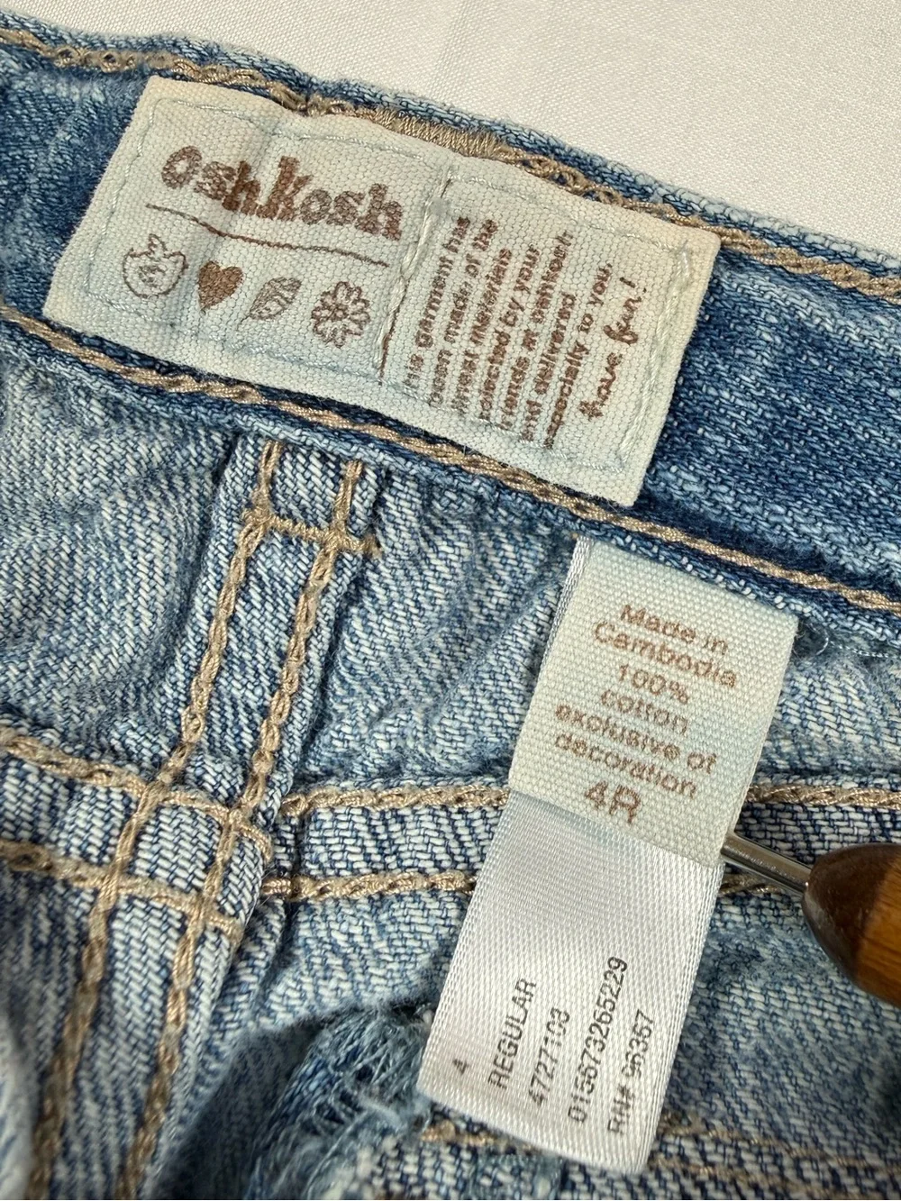 OSHKOSH Girls Bootcut Jeans 4R Y2K‎ Butterfly Embroidered Denim Boho Cottagecore